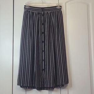Max Studio Women's Button Front Vertical Stripe Skirt Black White Pink Size S